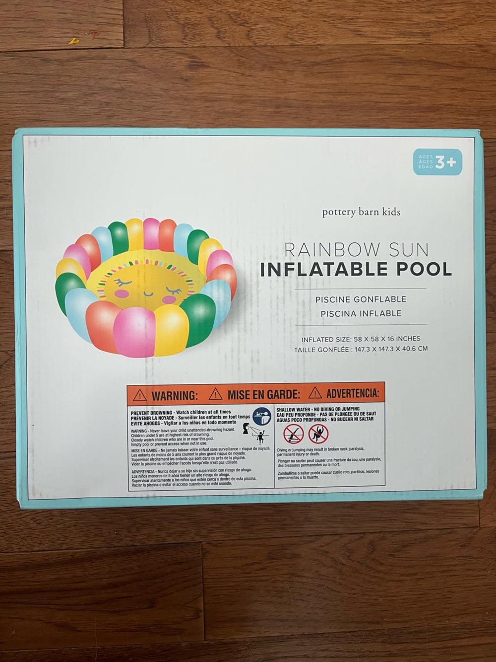 NEW Pottery Barn Kids Rainbow Sun Inflatable Pool - Multicolor